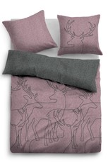 Tom Tailor Flanell Bettwäsche X-MAS 849933-850 lila Melange Rentier Wendeoptik
