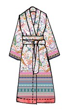 Bassetti Granfoulard Damen-Kimono Burano R1 rosa Ornamente Baumwollsatin