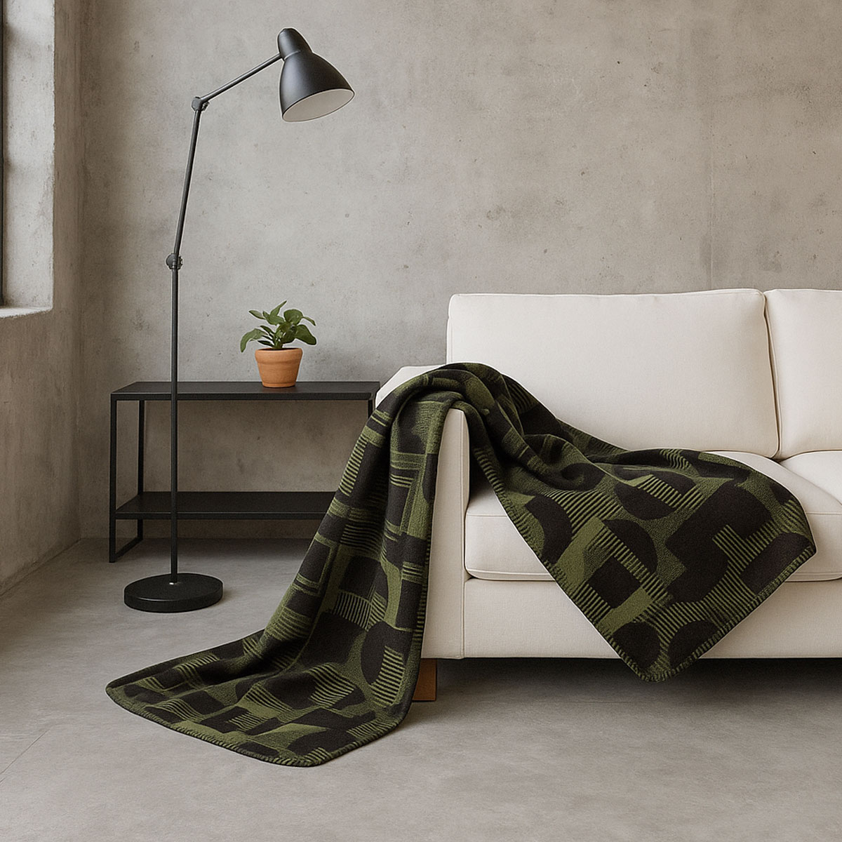 ELLE Decoration Wohndecke GEO GREEN 150 x 200 cm